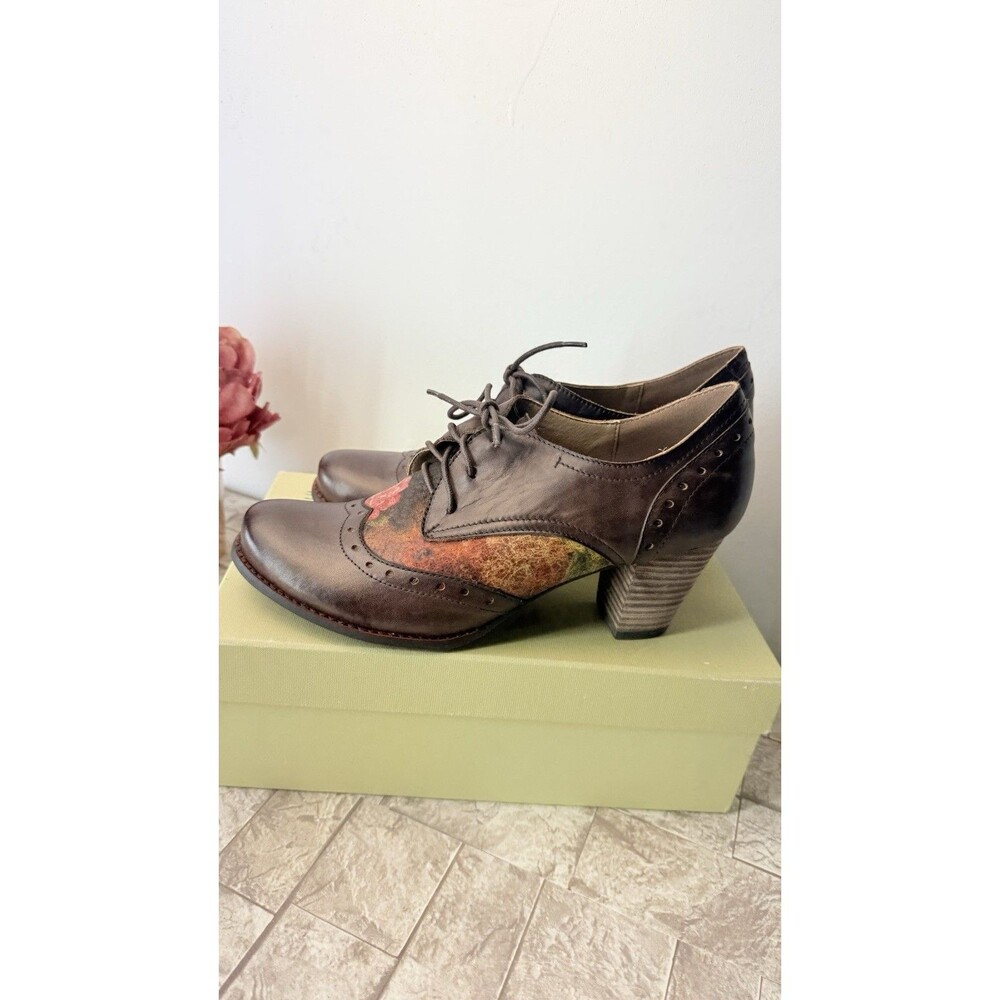 L'Artiste by Spring Step Women Brown Leather Marivel Heeled Oxfords US Sz 9 (40) - Picture 4 of 16